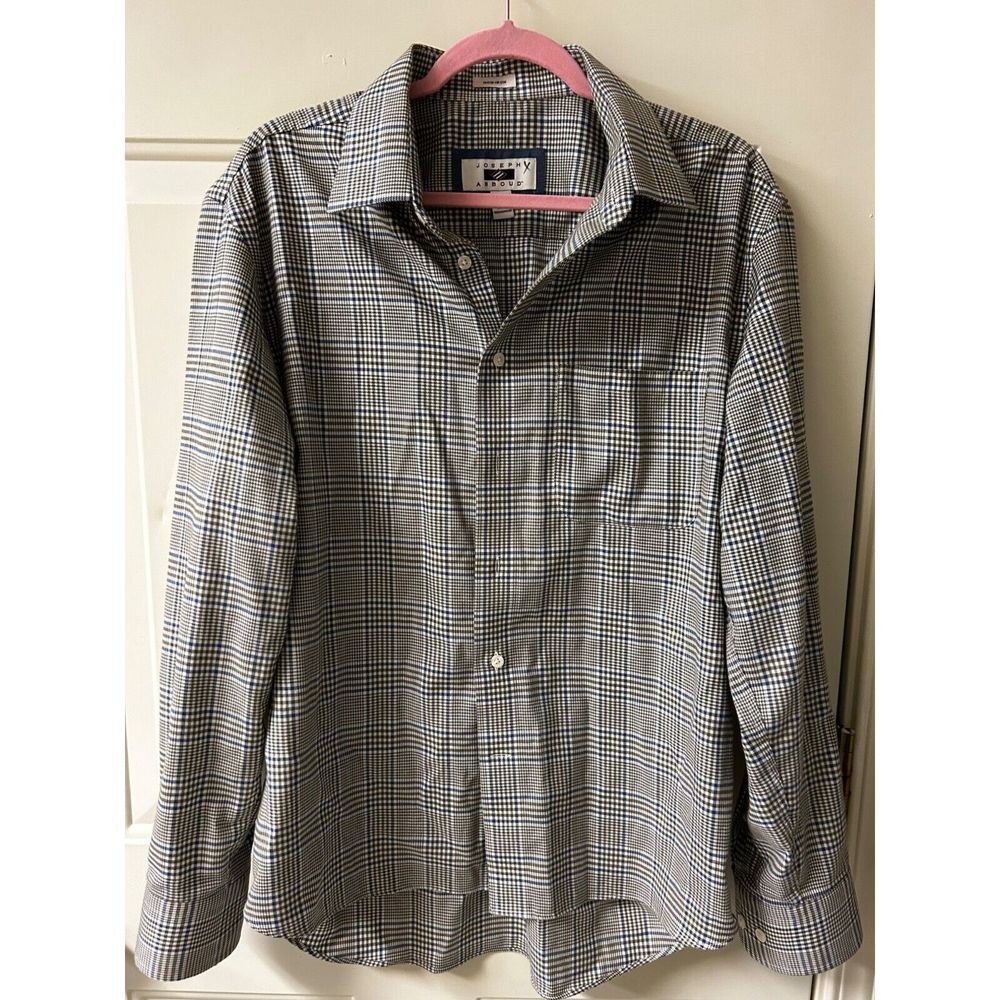 Joseph Abboud Long Sleeve Plaid button down Shirt Green/blue color Non Iron Size